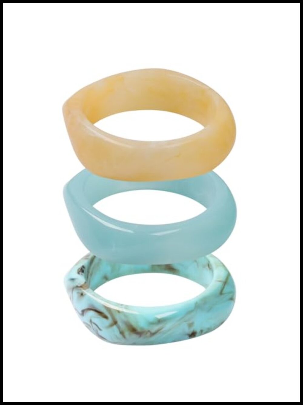 Chunky Resin Acrylic Bangle Bracelet Set Geometric Stackable Cuff